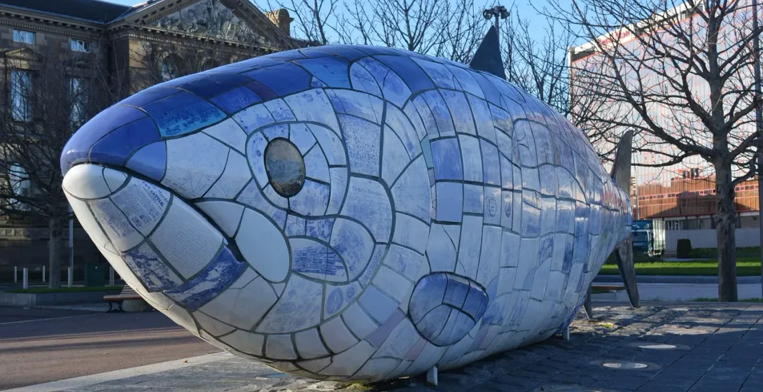 The iconic Big Fish mosaic sculpture in Belfast.