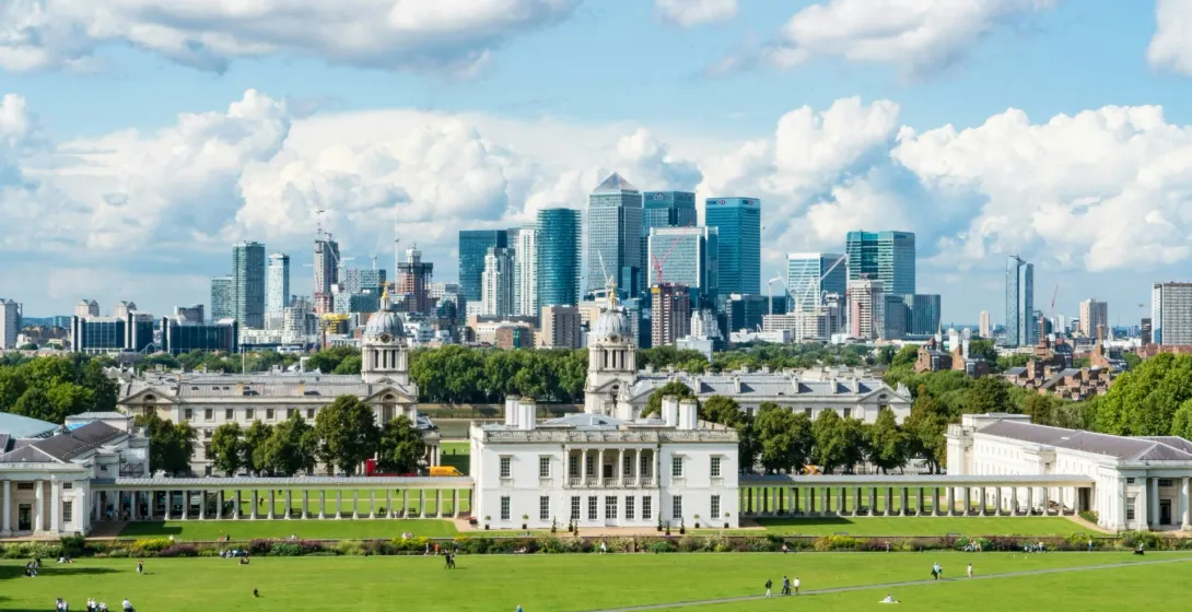Greenwich skyline: Old Royal Naval College & Canary Wharf