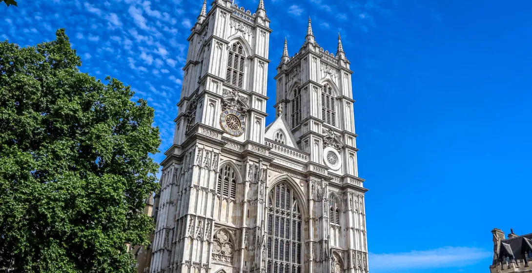 Westminster Abbey in London, a stunning Gothic church.