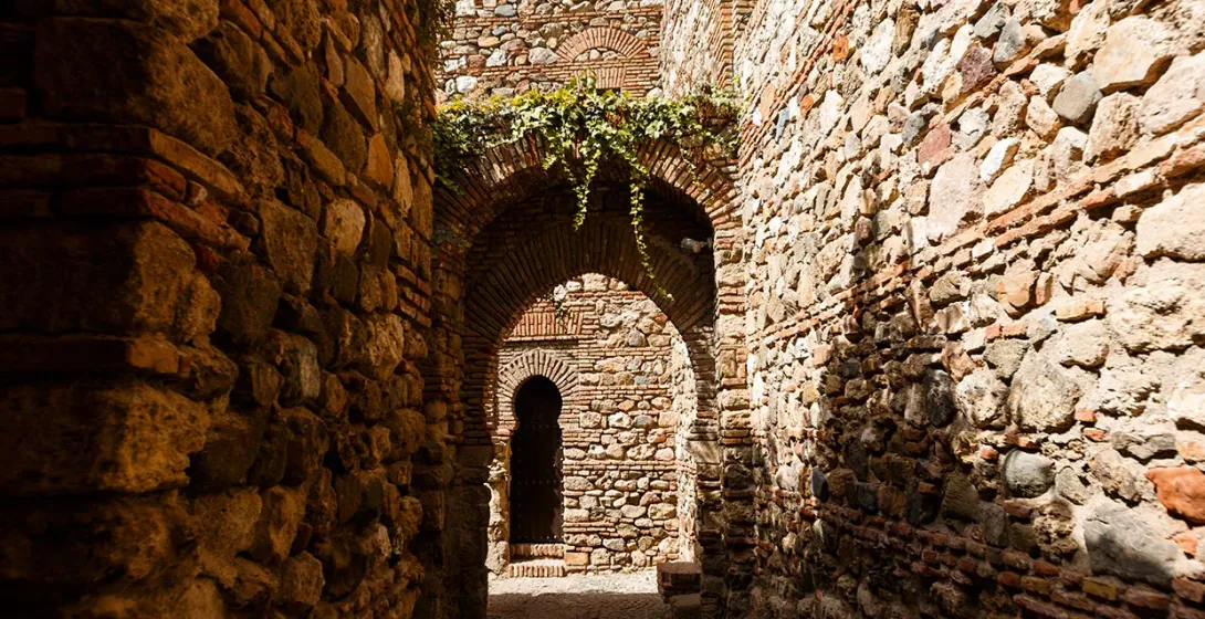 Ancient passageway in Malaga's Alcazaba.