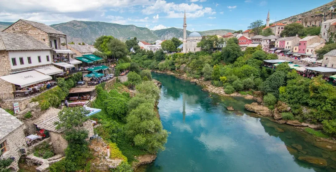 Scenic view of Mostar, Bosnia and Herzegovina.