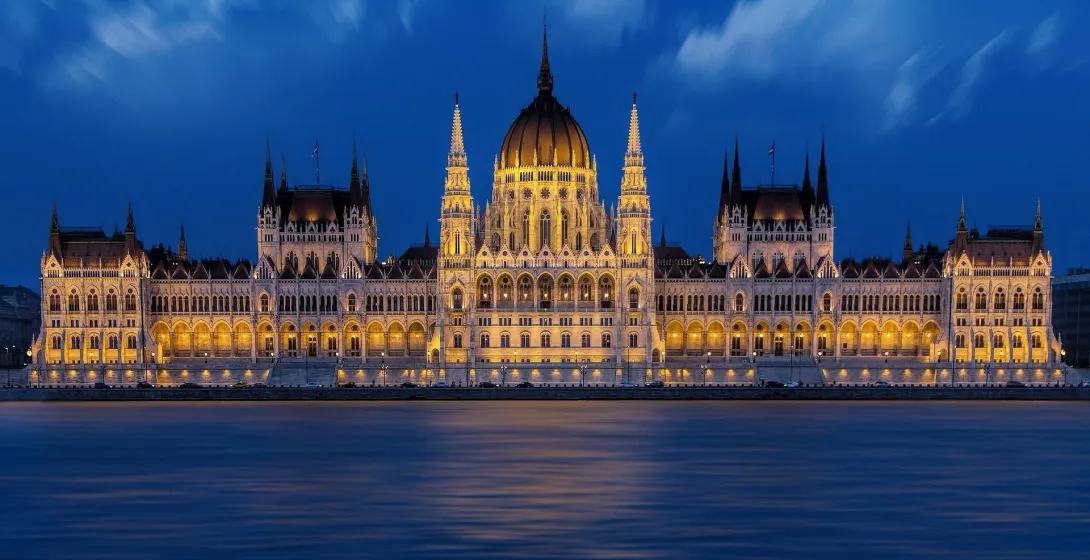 Hungarian Parliament Building at night in Budapest