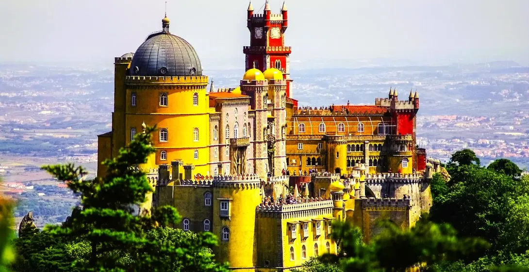 Pena Palace in Sintra, Portugal, a popular tourist destination.
