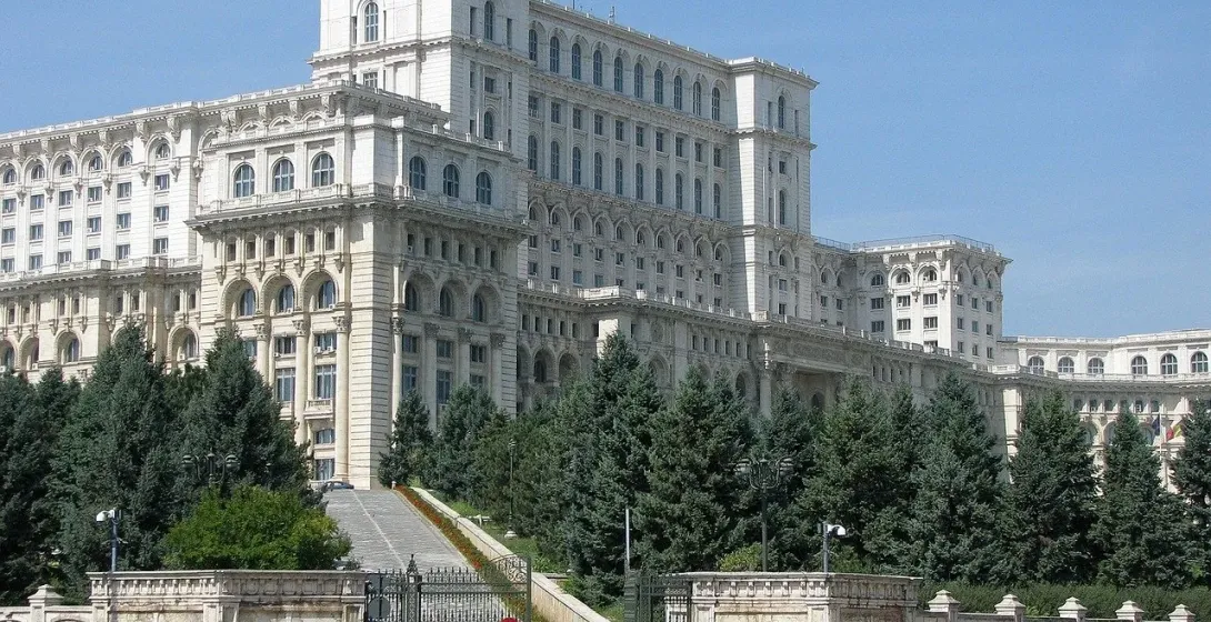 The impressive Palace of the Parliament in Bucharest, Romania.