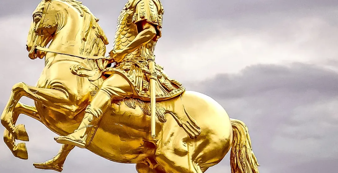 Golden Horseman statue in Dresden, Germany.