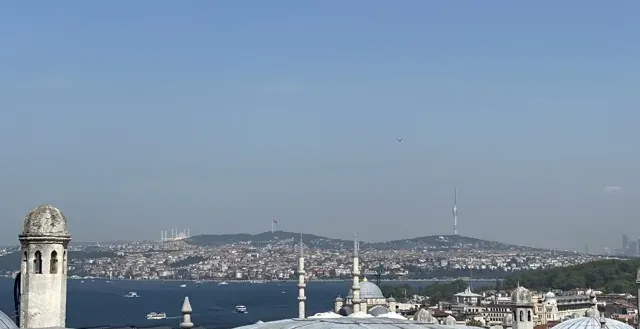 Panoramic view of Istanbul's skyline, showcasing the Bosphorus and historical architecture.