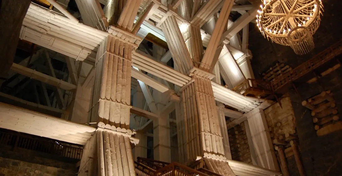 Stunning interior of the Wieliczka Salt Mine near Krakow, Poland.