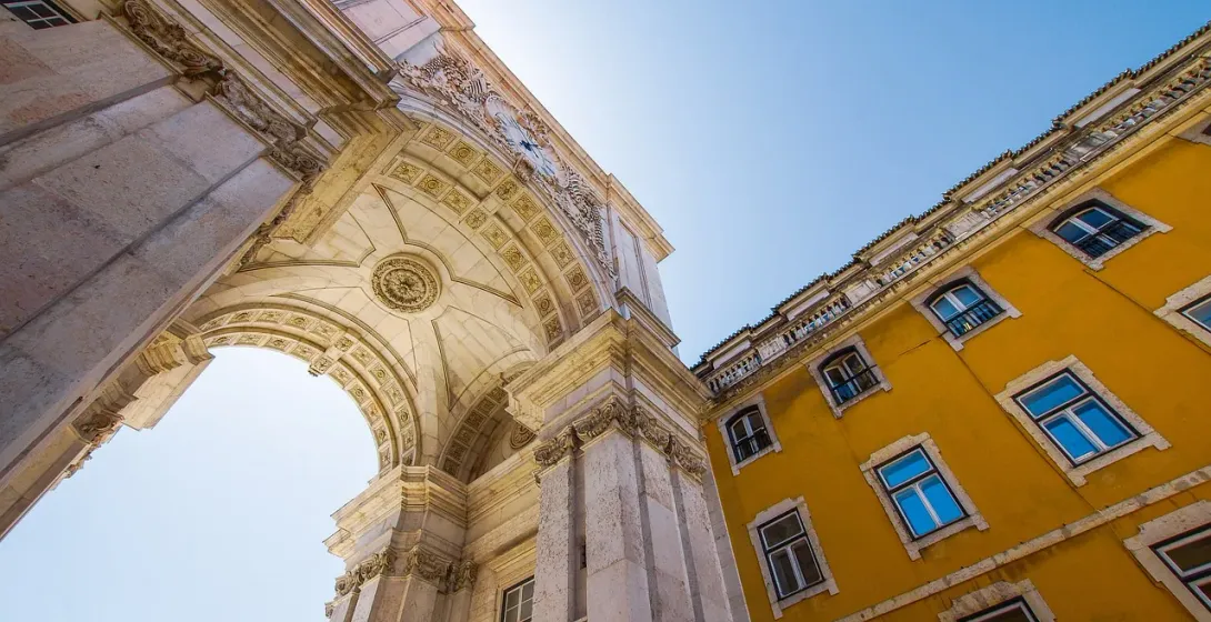 The impressive Rua Augusta Arch in Lisbon, Portugal.