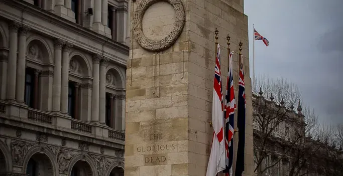 The Cenotaph in Whitehall, London, a moving war memorial.