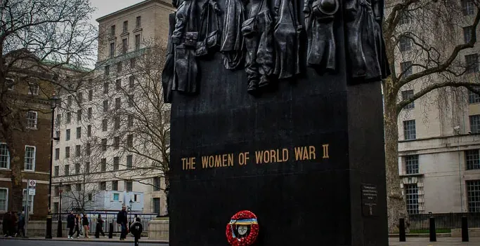 The Women of World War II memorial in London, a powerful sculpture honoring women's contributions during the war.