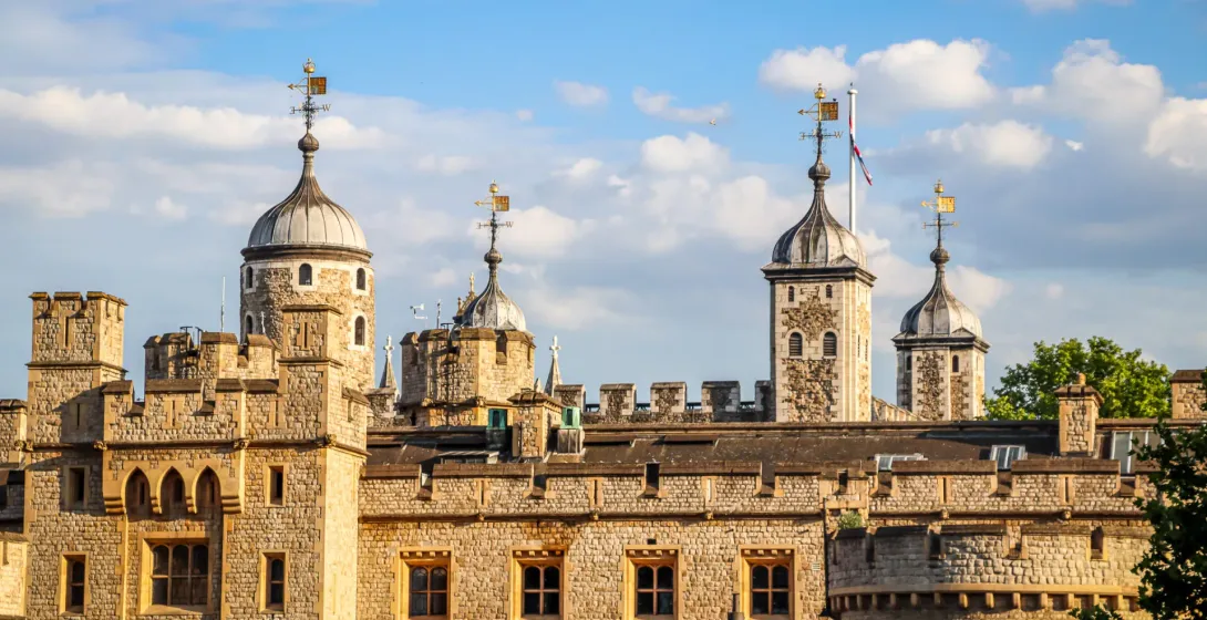 The majestic Tower of London, a historic castle in London.