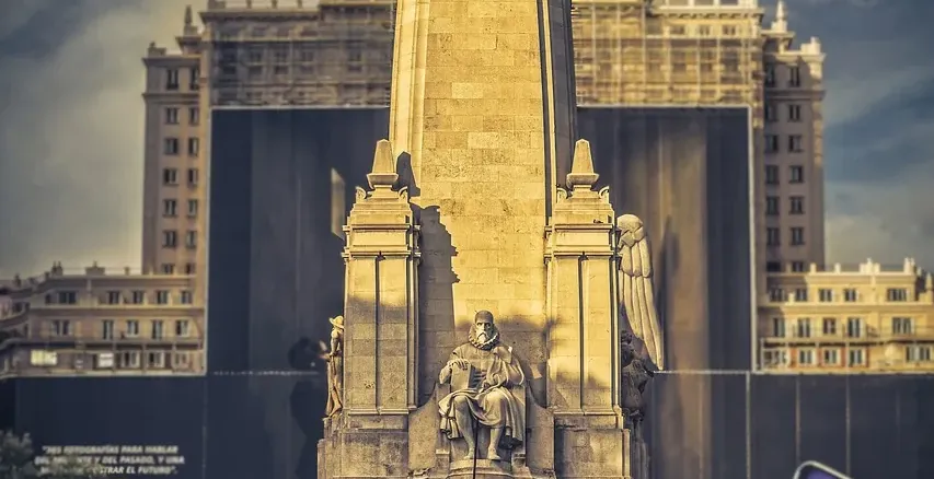 Monument to Miguel de Cervantes in Madrid, Spain.