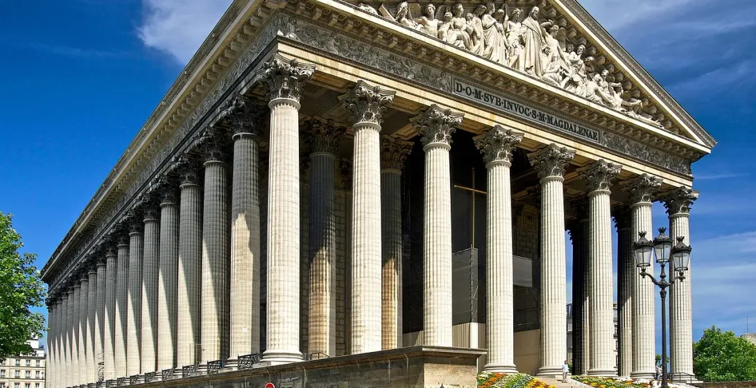 The majestic Church of Madeleine in Paris, France.