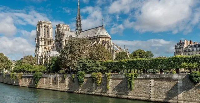 Stunning view of Notre Dame Cathedral in Paris, France.