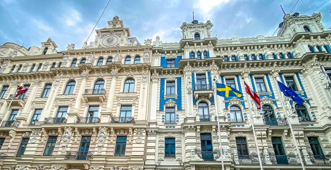 Ornate Art Nouveau buildings in Riga, Latvia.