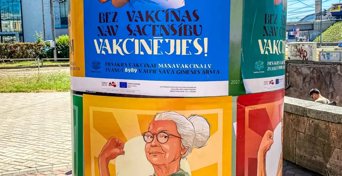 Street posters in Riga, Latvia, promoting vaccination.