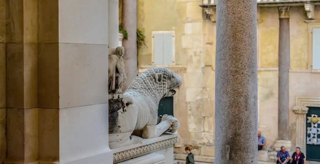 Ancient lion statue in Split, Croatia.