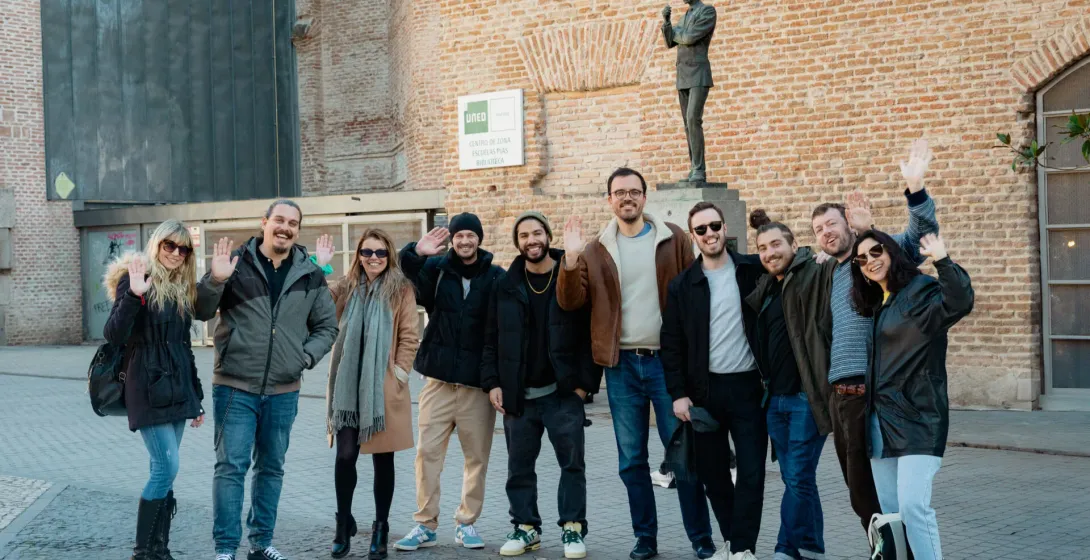 Happy tour group in Valladolid, Spain.