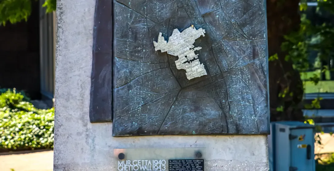 Memorial to the Warsaw Ghetto in Warsaw, Poland.
