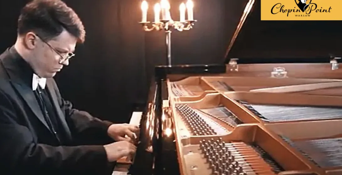 Pianist performing a Chopin concert at Chopin Point in Warsaw.