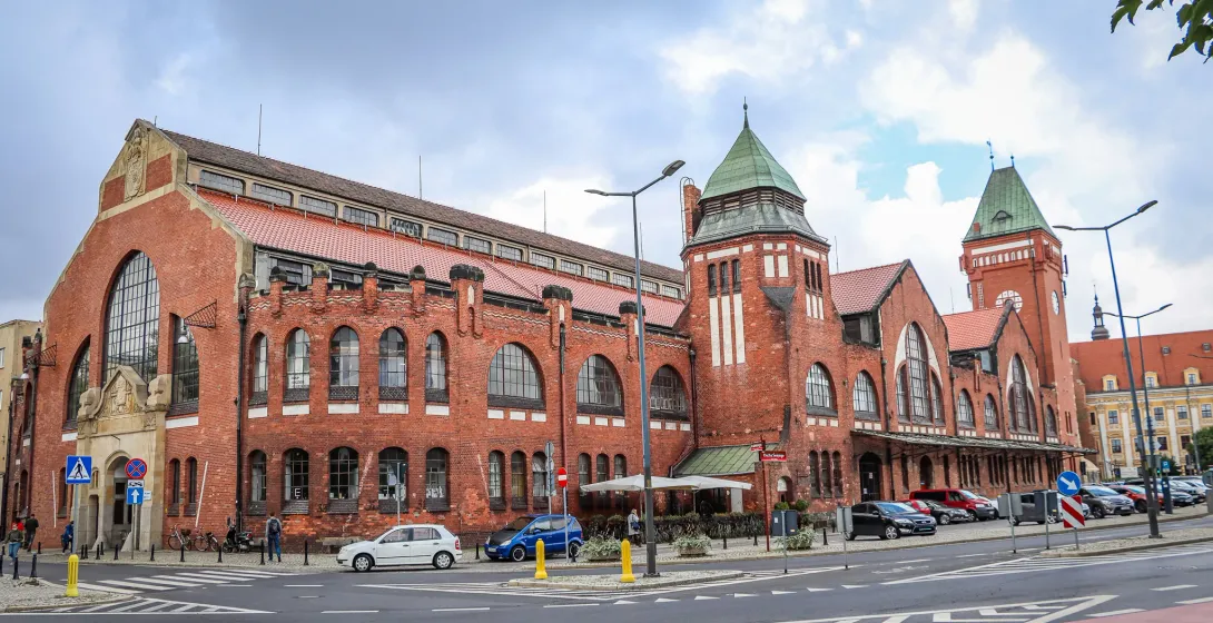 The historic Hala Targowa Market Hall in Wrocław, Poland.