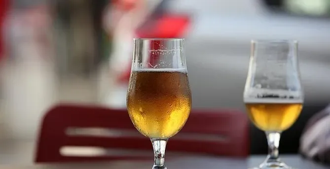 Two glasses of refreshing craft beer in Wrocław, Poland.