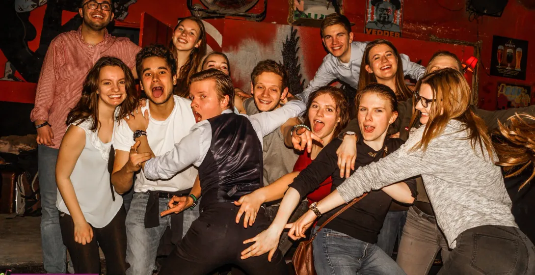 A fun group on a Wroclaw pub crawl.