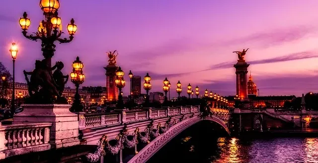 Pont Alexandre III at twilight in Paris