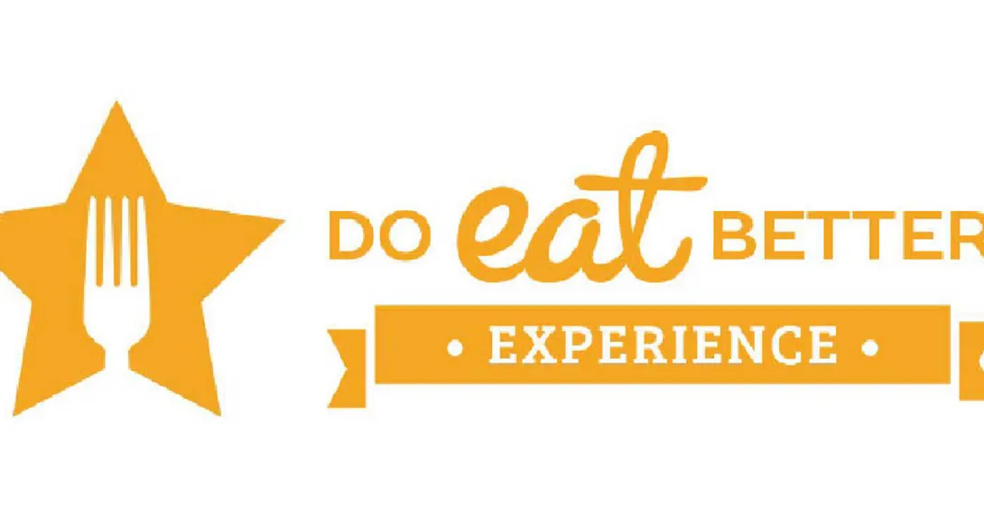 Logo featuring a yellow star with a white fork inside, and the text 'DO eat BETTER • EXPERIENCE •' in orange.