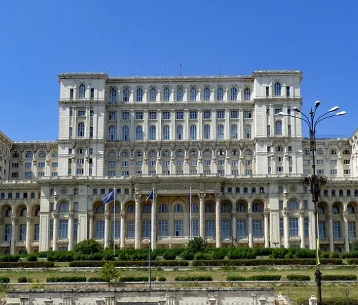 The impressive Palace of the Parliament in Bucharest, Romania.