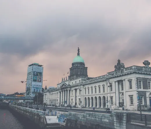 The iconic Custom House in Dublin, Ireland, a stunning architectural landmark.