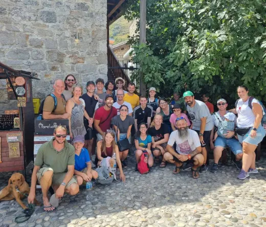 Happy tour group in Kotor, Montenegro.