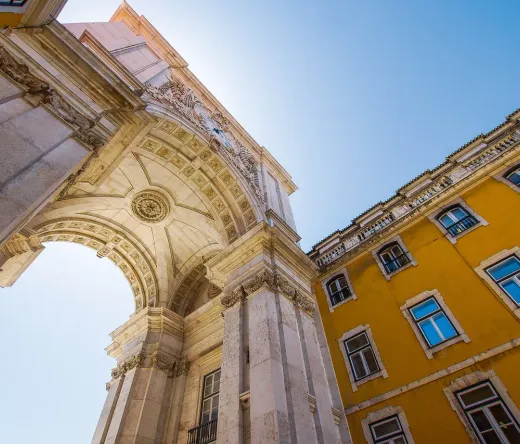The impressive Rua Augusta Arch in Lisbon, Portugal.
