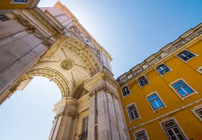 The impressive Rua Augusta Arch in Lisbon, Portugal.
