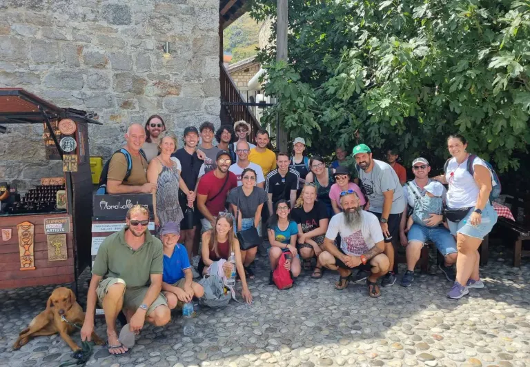 Happy tour group in Kotor, Montenegro.