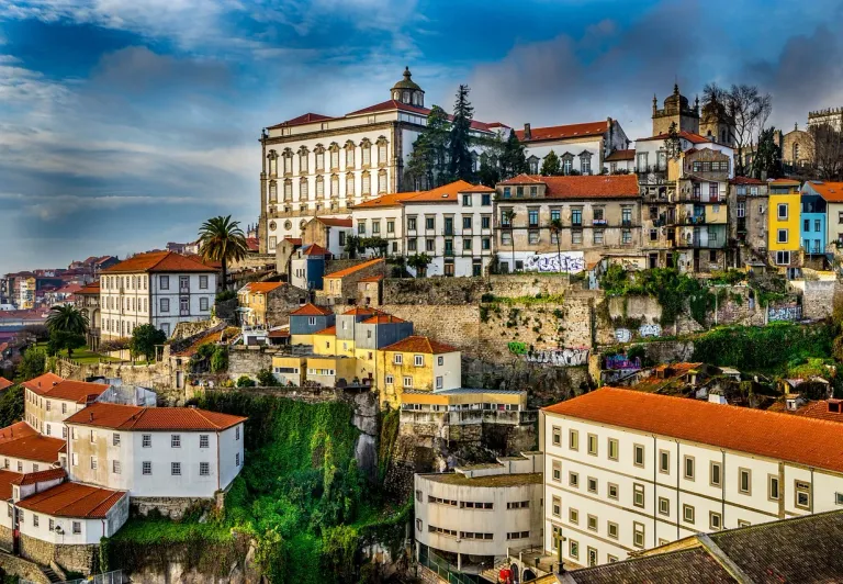 Historic Porto buildings on a hillside.