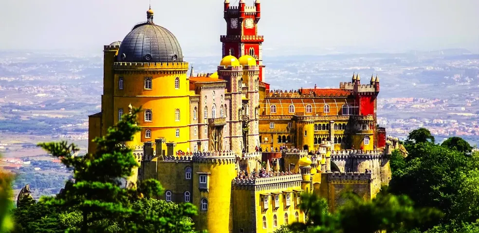 Pena Palace in Sintra, Portugal, a popular tourist destination.