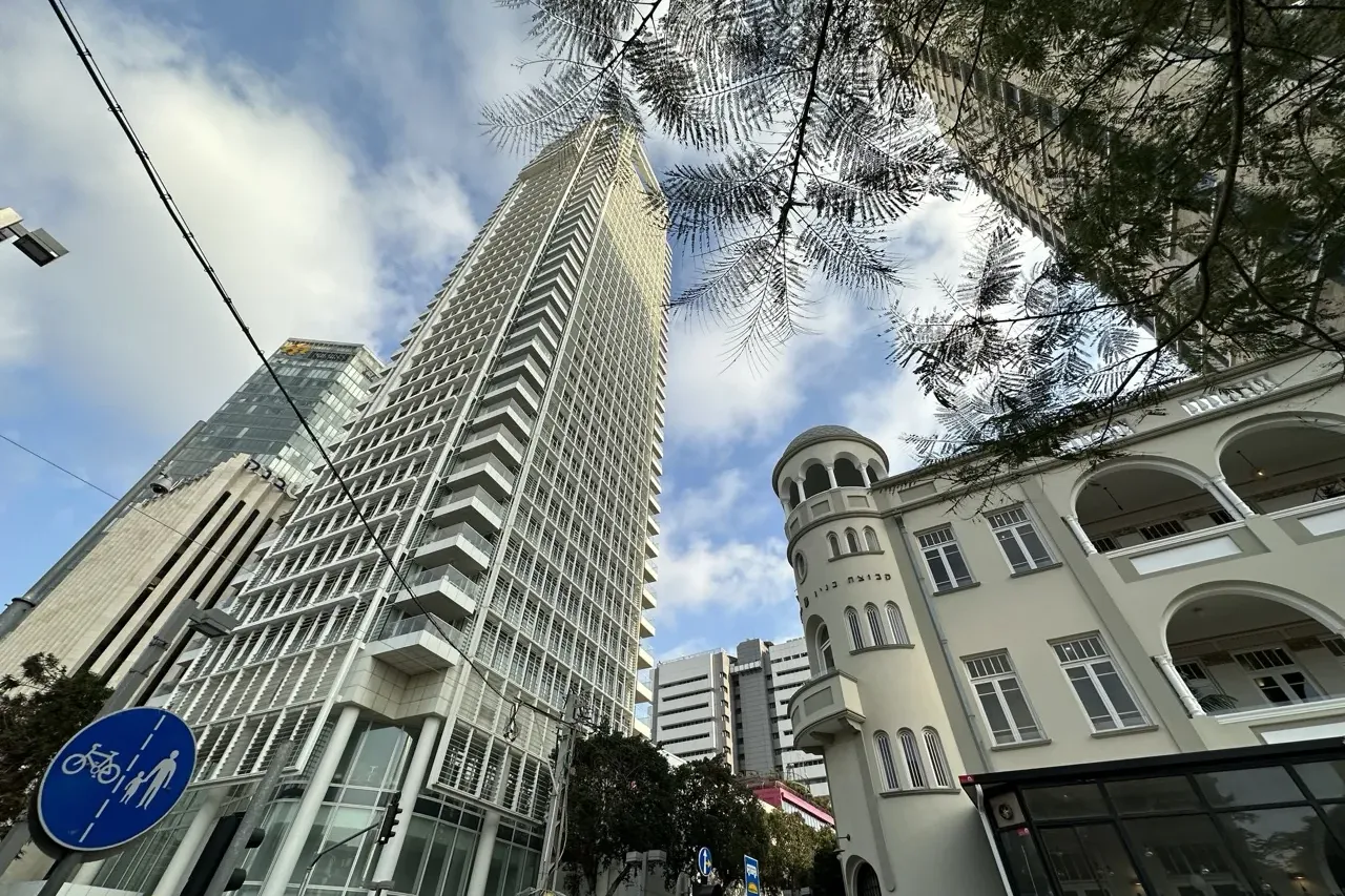 Modern and historic buildings in Tel Aviv, Israel.