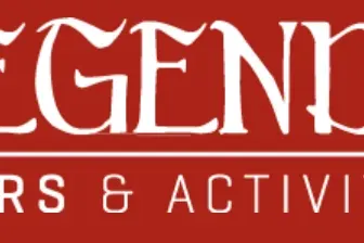 Logo for Legends Tours & Activities, featuring white stylized text on a red background.