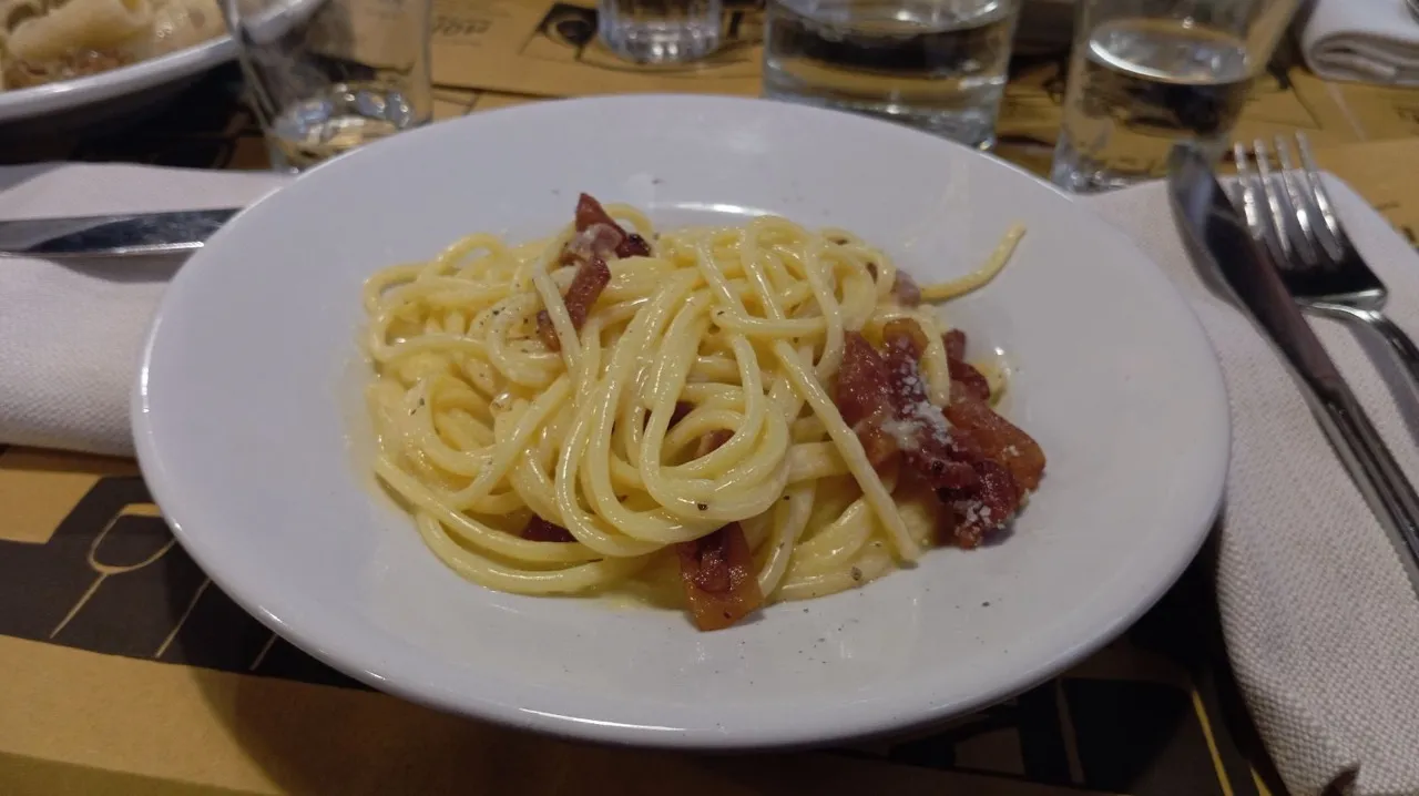 Spaghetti Carbonara is a staple of Italian cuisine.