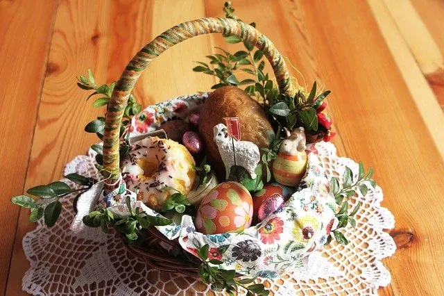 A Polish Easter basket filled with traditional treats.
