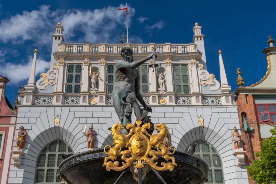 Neptune's Fountain in Gdansk, Poland.
