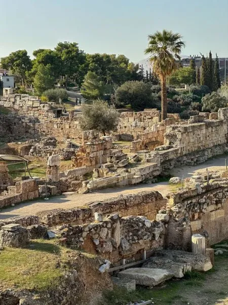 Ancient ruins of the Kerameikos Cemetery in Athens, Greece.