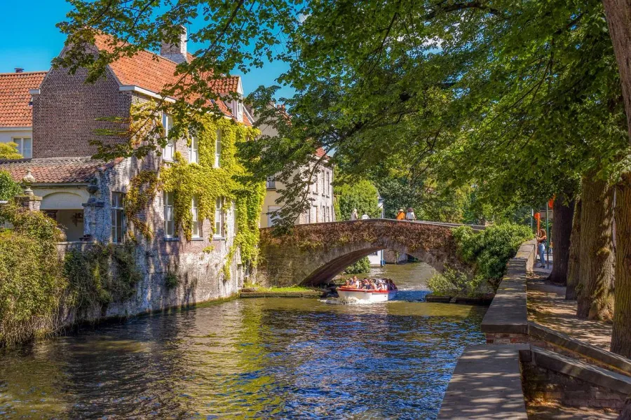 Canal tour in Bruges, Belgium.