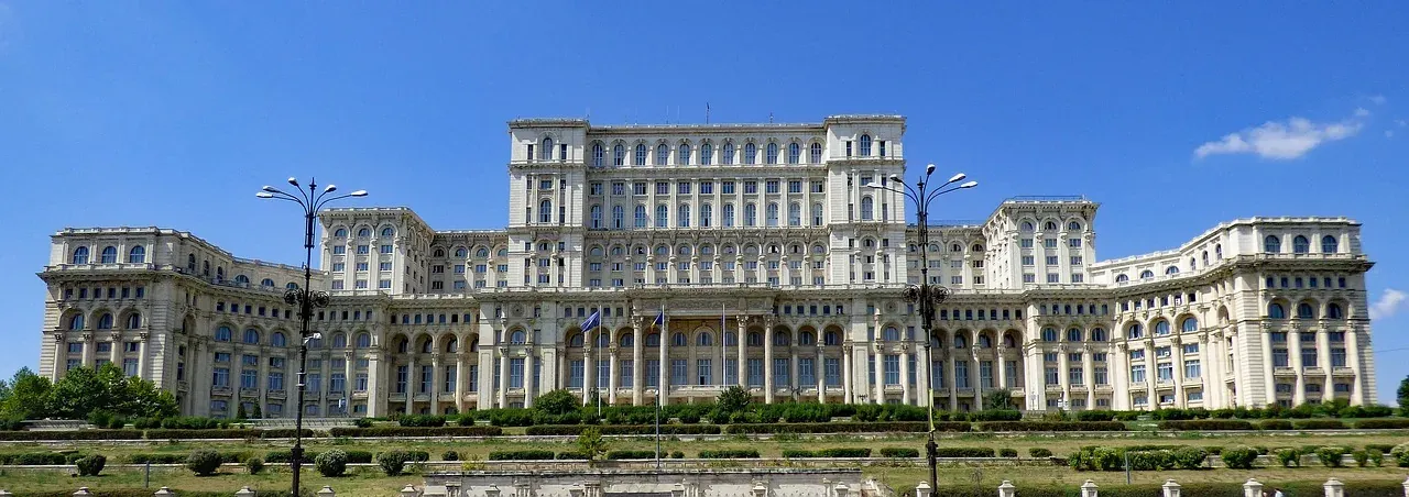 The impressive Palace of the Parliament in Bucharest, Romania.