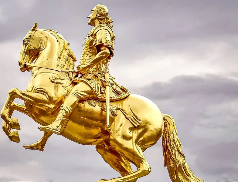 Golden Horseman statue in Dresden, Germany.