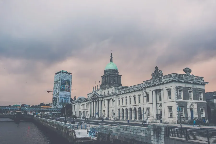 The iconic Custom House in Dublin, Ireland, a stunning architectural landmark.