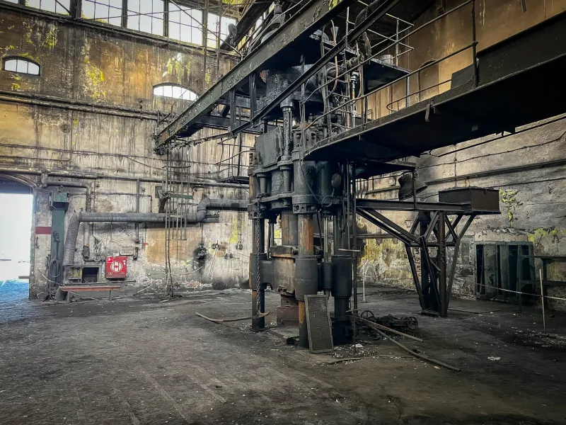 Explore the remnants of Gdansk's industrial past in this image of a decaying factory.