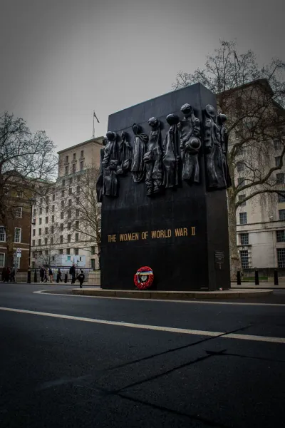 The Women of World War II memorial in London, a powerful sculpture honoring women's contributions during the war.