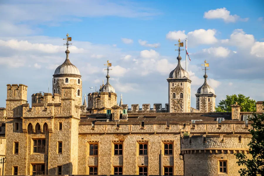 The majestic Tower of London, a historic castle in London.
